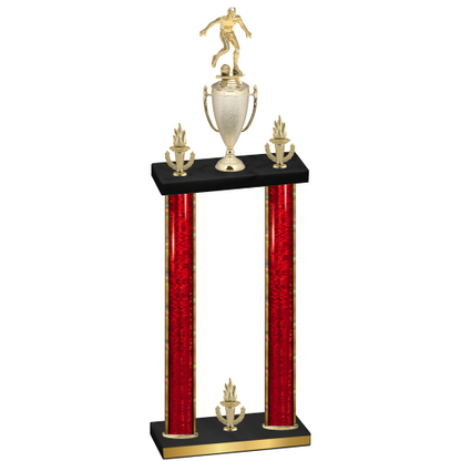 Double Red Glacier Victory Soccer Trophy