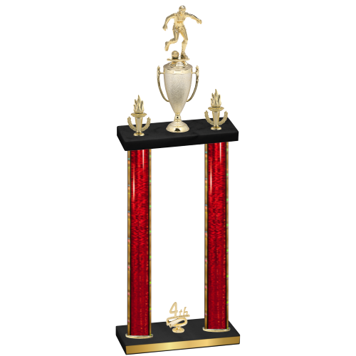 Double Red Glacier Fourth Place Soccer Trophy