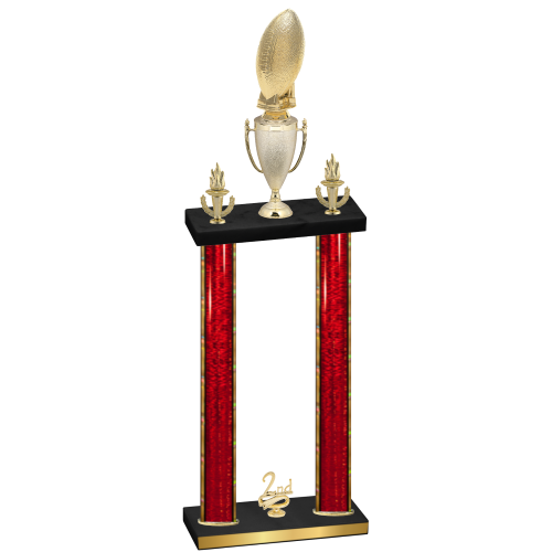 Double Red Glacier Second Place Football Trophy