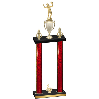 Double Red Glacier Third Place Volleyball Trophy
