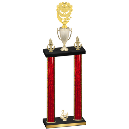 Double Red Glacier Third Place Pickleball Trophy