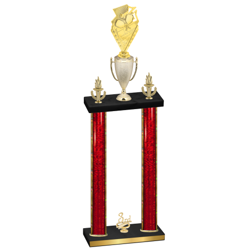 Double Red Glacier Third Place Pickleball Trophy