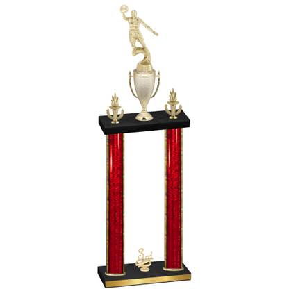 Double Red Glacier Third Place Basketball Trophy