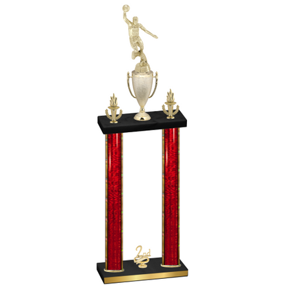 Double Red Glacier Second Place Basketball Trophy