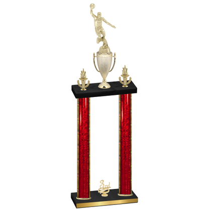Double Red Glacier Third Place Basketball Trophy