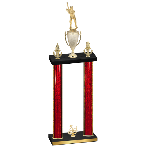 Double Red Glacier Third Place Baseball Trophy