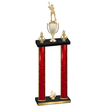 Double Red Glacier Fourth Place Baseball Trophy