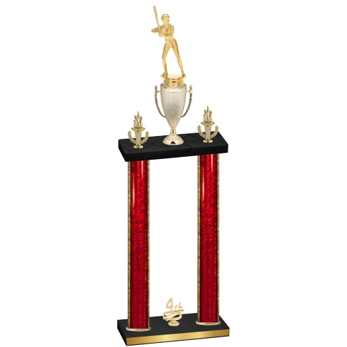 Double Red Glacier Fourth Place Softball Trophy