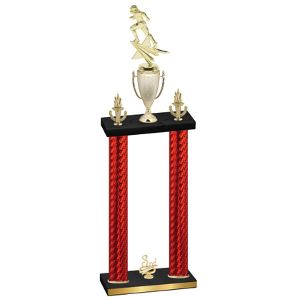 Double Red Carbon Fiber Third Place Football Trophy