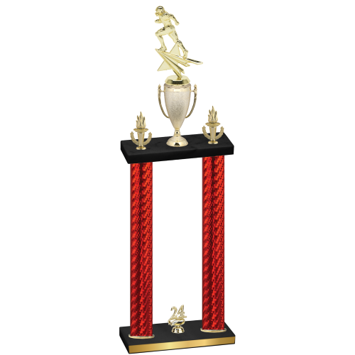 Double Red Carbon Fiber Year Football Trophy