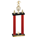 Double Red Carbon Fiber Third Place Soccer Trophy