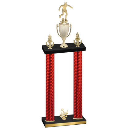 Double Red Carbon Fiber Third Place Soccer Trophy