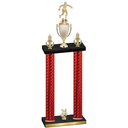 Double Red Carbon Fiber Year Soccer Trophy