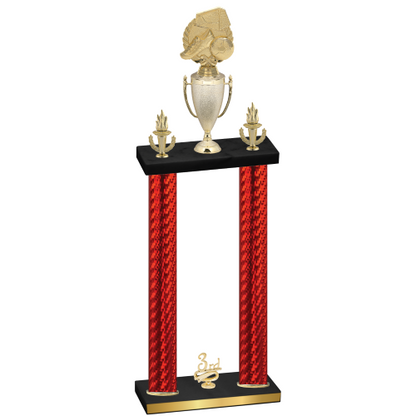 Double Red Carbon Fiber Third Place Soccer Trophy