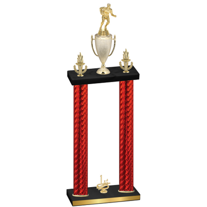 Double Red Carbon Fiber First Place Rugby Trophy