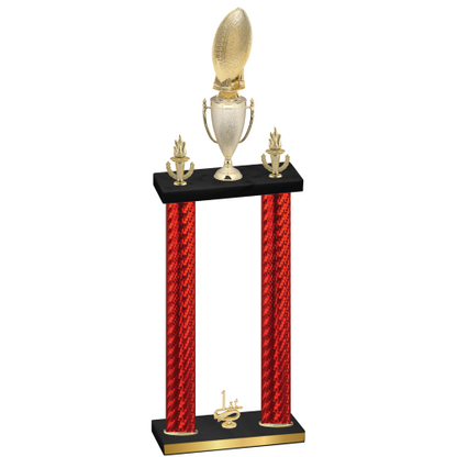 Double Red Carbon Fiber First Place Football Trophy
