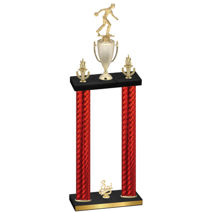 Double Red Carbon Fiber Third Place Bowling Trophy