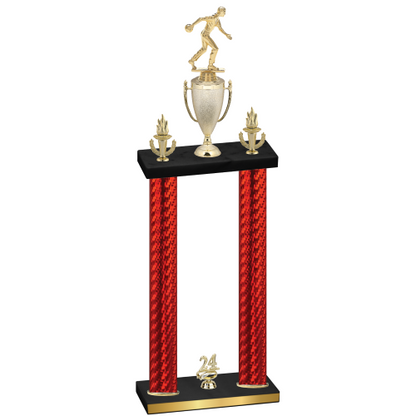 Double Red Carbon Fiber Year Bowling Trophy