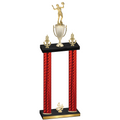 Double Red Carbon Fiber Fourth Place Volleyball Trophy