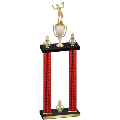 Double Red Carbon Fiber Victory Volleyball Trophy