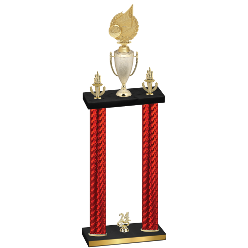 Double Red Carbon Fiber Year Volleyball Trophy