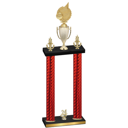 Double Red Carbon Fiber Year Volleyball Trophy