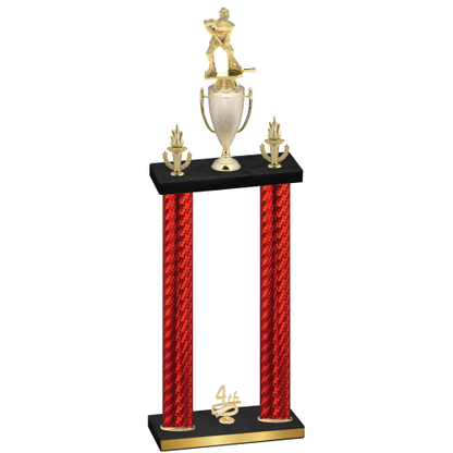 Double Red Carbon Fiber Fourth Place Hockey Trophy
