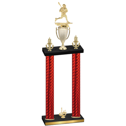 Double Red Carbon Fiber First Place Lacrosse Trophy