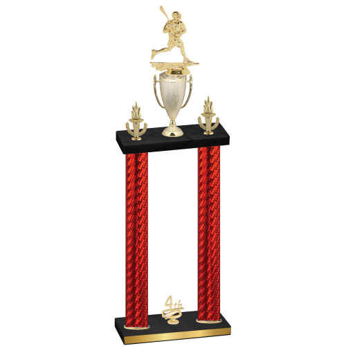 Double Red Carbon Fiber Fourth Place Lacrosse Trophy