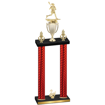 Double Red Carbon Fiber Second Place Lacrosse Trophy