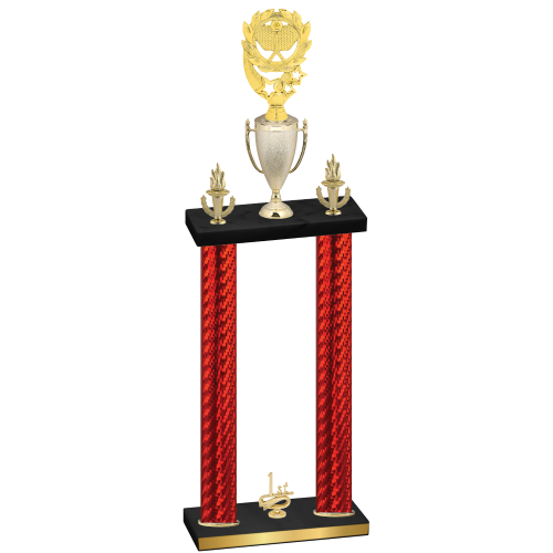Double Red Carbon Fiber First Place Pickleball Trophy
