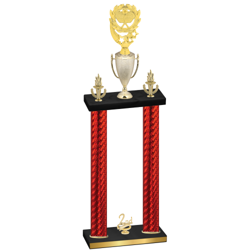 Double Red Carbon Fiber Second Place Pickleball Trophy