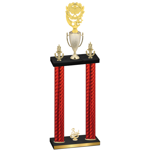 Double Red Carbon Fiber Third Place Pickleball Trophy