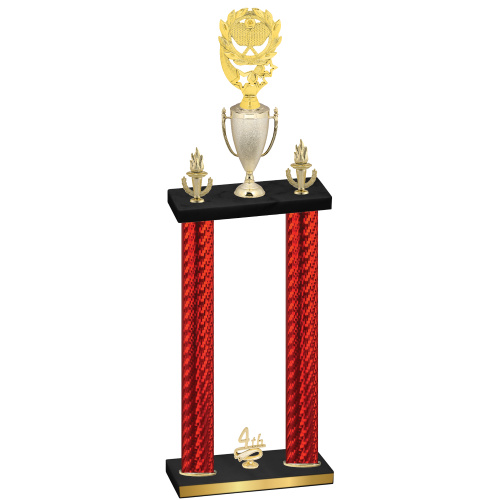 Double Red Carbon Fiber Fourth Place Pickleball Trophy