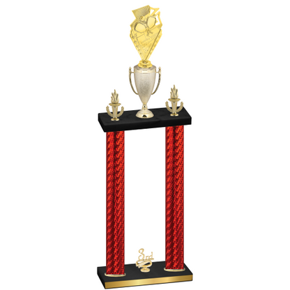 Double Red Carbon Fiber Third Place Pickleball Trophy