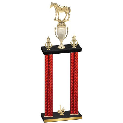 Double Red Carbon Fiber First Place Horses Trophy