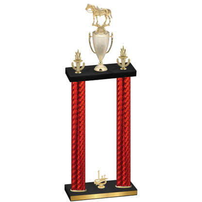 Double Red Carbon Fiber First Place Horses Trophy