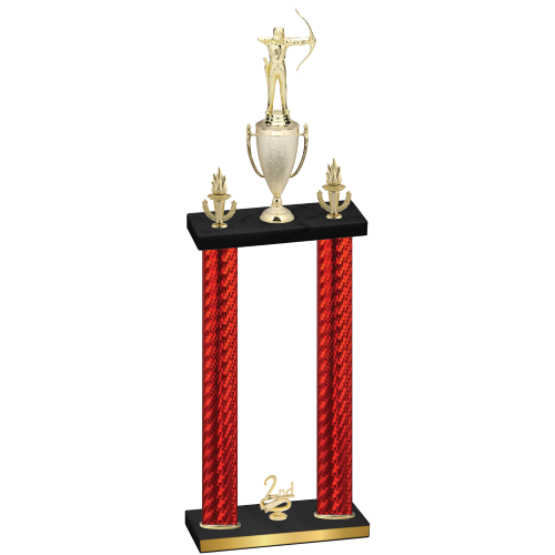 Double Red Carbon Fiber Second Place Archery Trophy