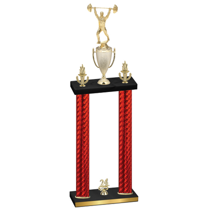 Double Red Carbon Fiber Year Weights Trophy
