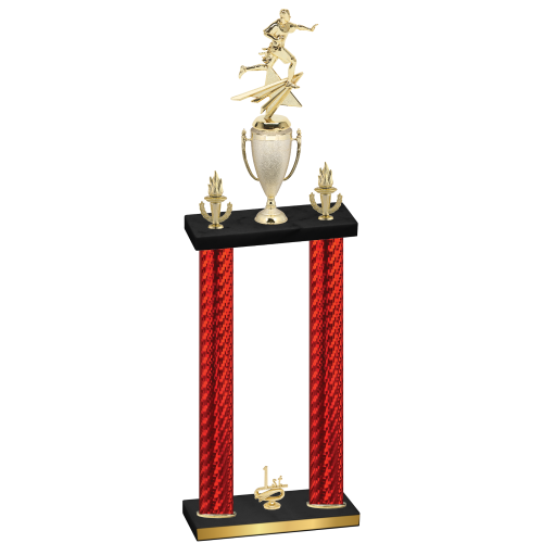 Double Red Carbon Fiber First Place Flag Football Trophy