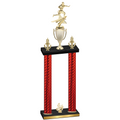 Double Red Carbon Fiber Fourth Place Flag Football Trophy