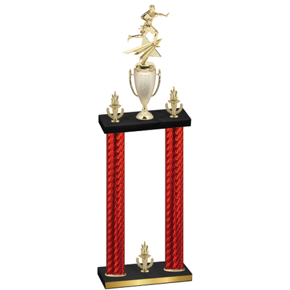 Double Red Carbon Fiber Victory Flag Football Trophy