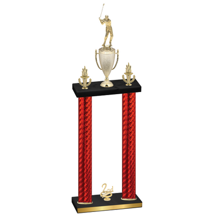 Double Red Carbon Fiber Second Place Golf Trophy