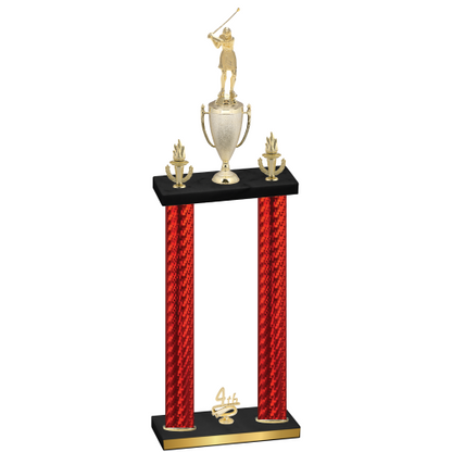 Double Red Carbon Fiber Fourth Place Golf Trophy