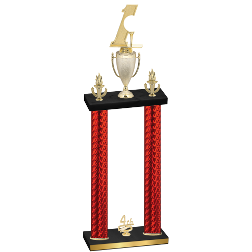 Double Red Carbon Fiber Fourth Place Golf Trophy