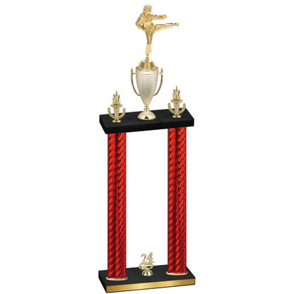 Double Red Carbon Fiber Year Karate Trophy
