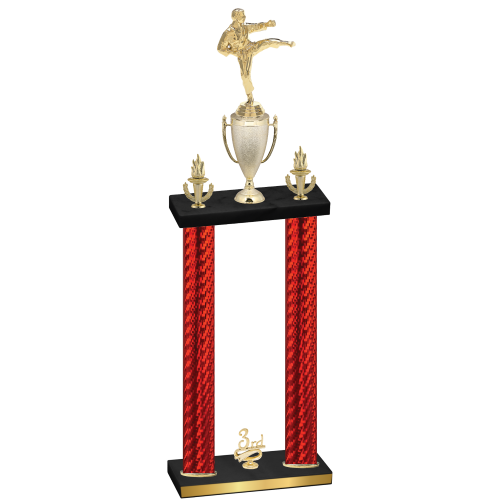 Double Red Carbon Fiber Third Place Karate Trophy
