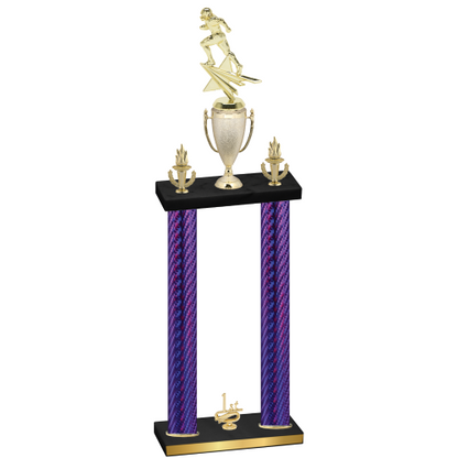 Double Purple Carbon Fiber First Place Football Trophy