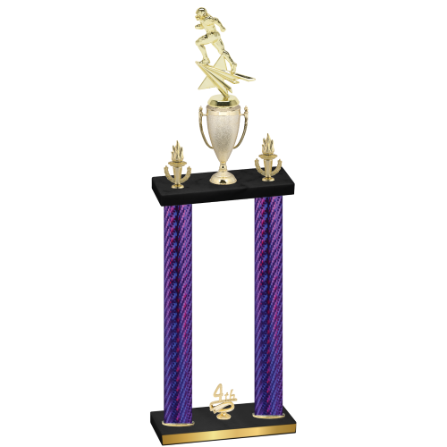 Double Purple Carbon Fiber Fourth Place Football Trophy