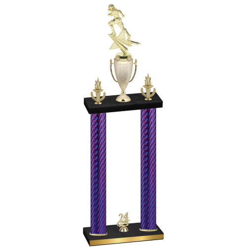 Double Purple Carbon Fiber Year Football Trophy